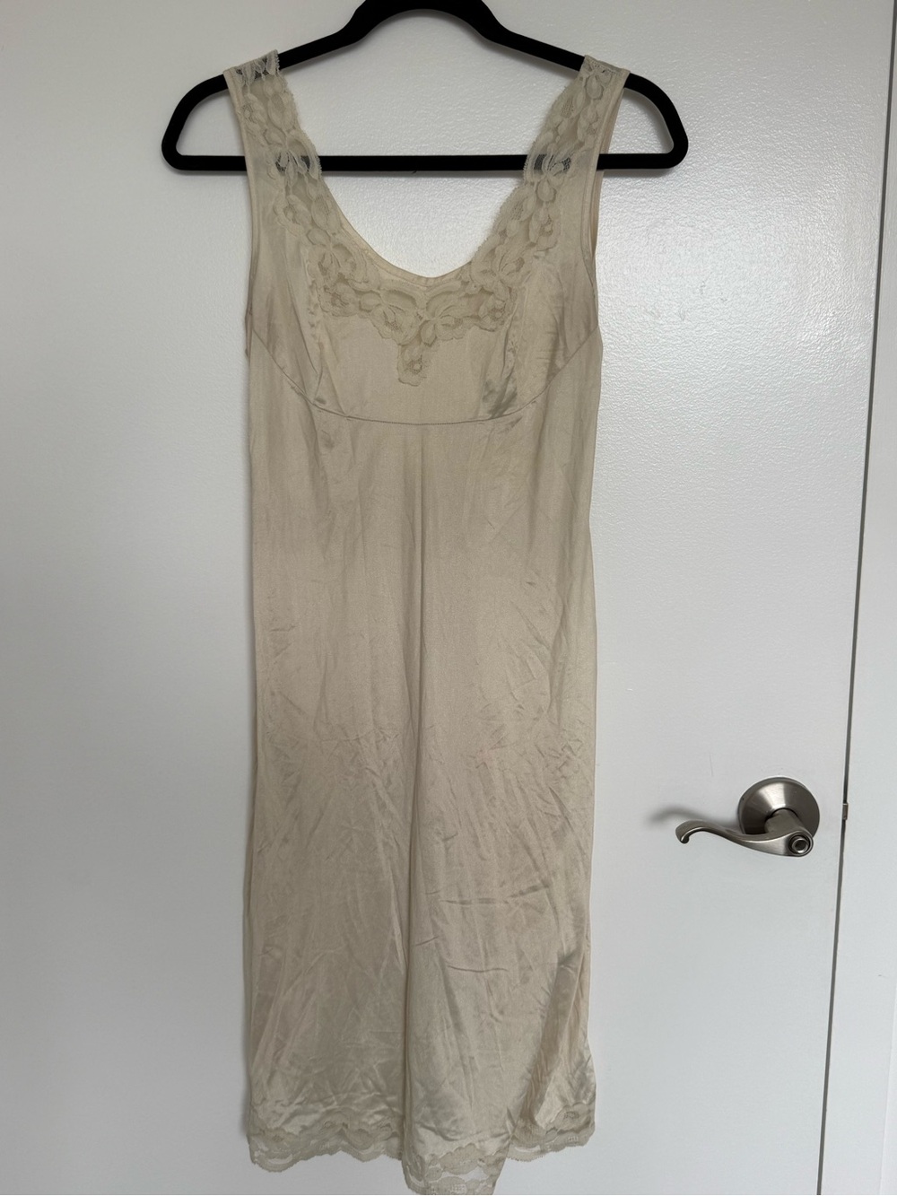 Women’s Lace-Trim Slip Dress in Cream